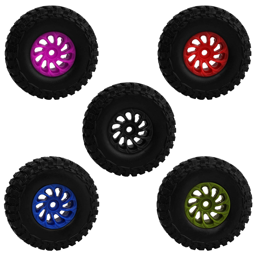 LonZeXy 1.0 inch Plastic Wheel Hub Rims or with Rubber Tires 4PCS For 1/24 SCX24 1/28 RC Off-Road Buggy Mini Model Truck 29.6mm Diameter Colorful RC Car Replacement Parts Style O
