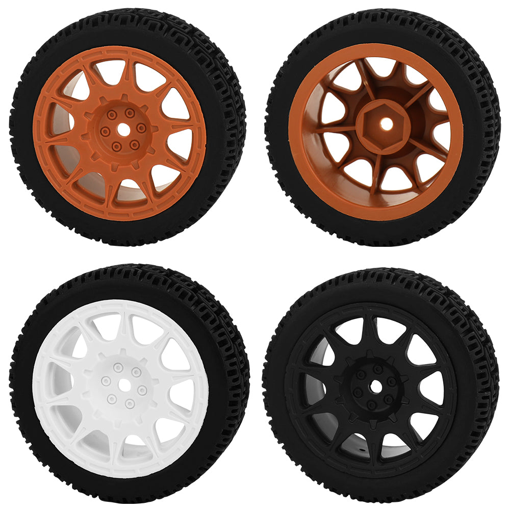 4Pcs 70mm RC Car Rally Tires Type C Nylon Wheel Rims Maze Pattern Rubber Tyres for 1/10 Tamiya TT01 XV02 Kyosho FW06 HSP 94123 On Road Touring Car Upgrade Parts