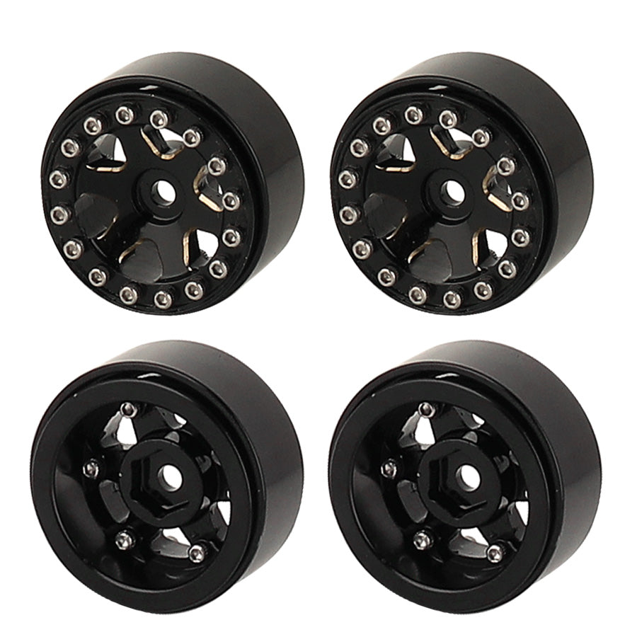 LonZeXy 1/18 1/24 RC Crawler Brass Wheel Rims 4Pcs Black Gold Heavy Weight Wheel Hub with Rubber Tires RC Car Upgrade Parts