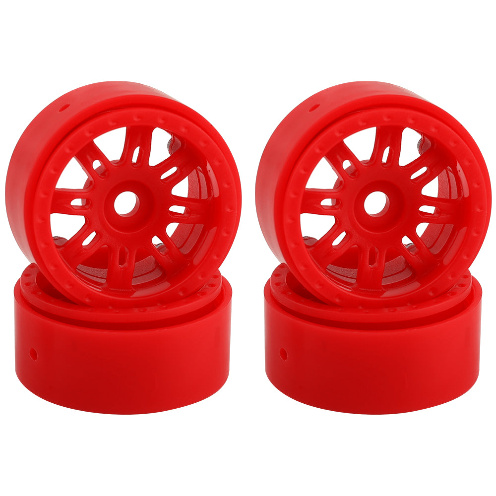 LonZeXy 1.0 inch Plastic Wheel Hub Rims or with Rubber Tires 4PCS For 1/24 SCX24 1/28 RC Off-Road Buggy Mini Model Truck 29.6mm Diameter Colorful RC Car Replacement Parts Style H