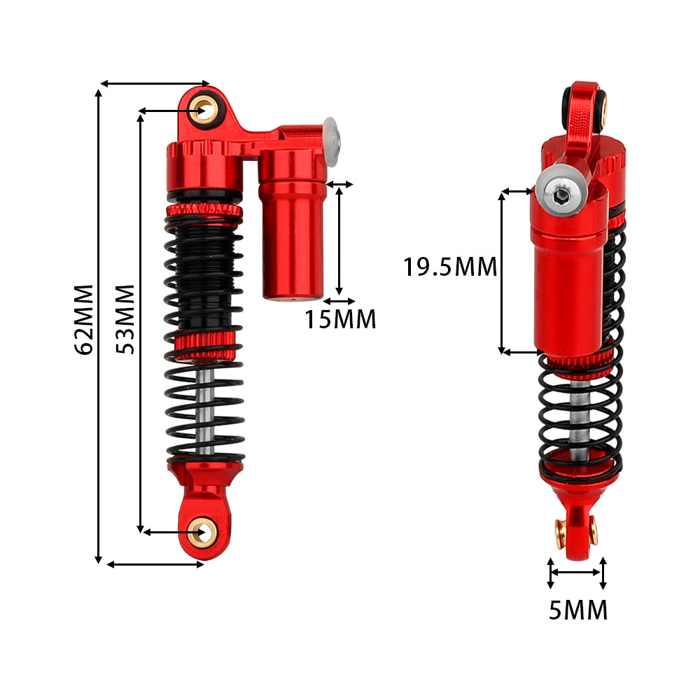LonZeXy 4PCS New Oil Shock Absorber 53/59/66/78mm Piggyback Damper For Traxxas TRX4M 1/18 RC Crawler Adjustable Aluminum Suspension Upgrade Parts