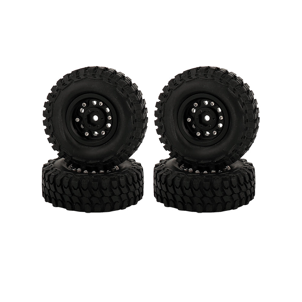 LonZeXy 1/18 1/24 RC Crawler Brass Wheel Rims 4Pcs Black Gold Heavy Weight Wheel Hub with Tires RC Model Upgrade Parts