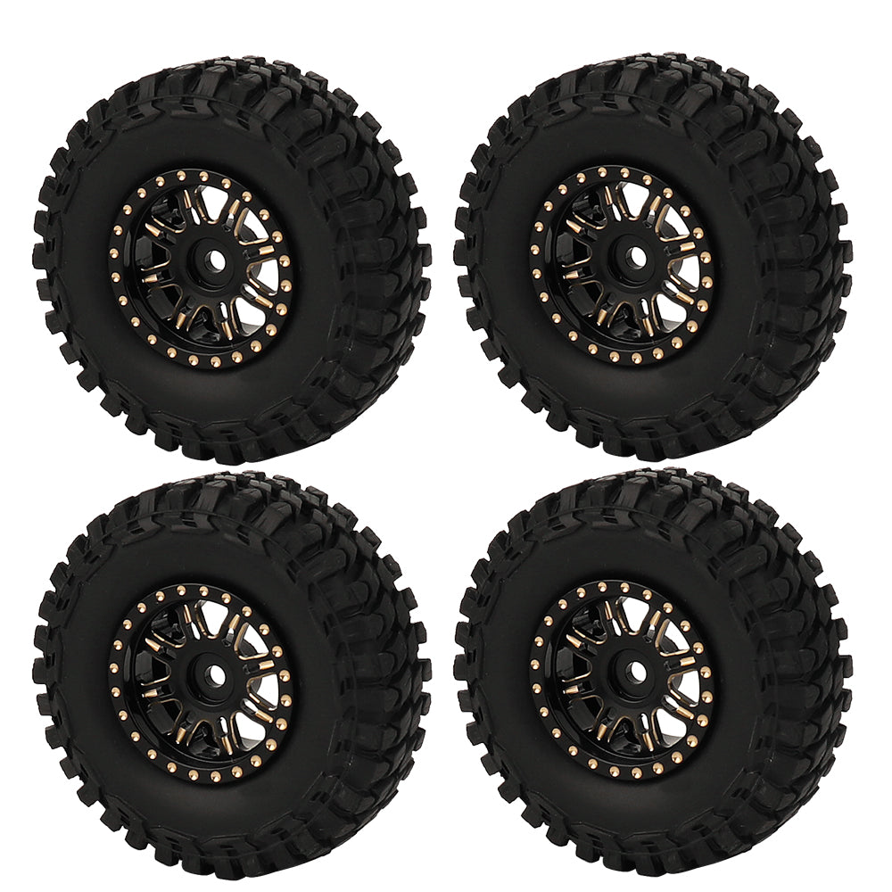 LonZeXy 1/18 1/24 RC Crawler Heavy Duty Brass Beadlock Wheel Hubs 4Pcs Black Gold RC Off-Road Car Upgrade Wheel Rims