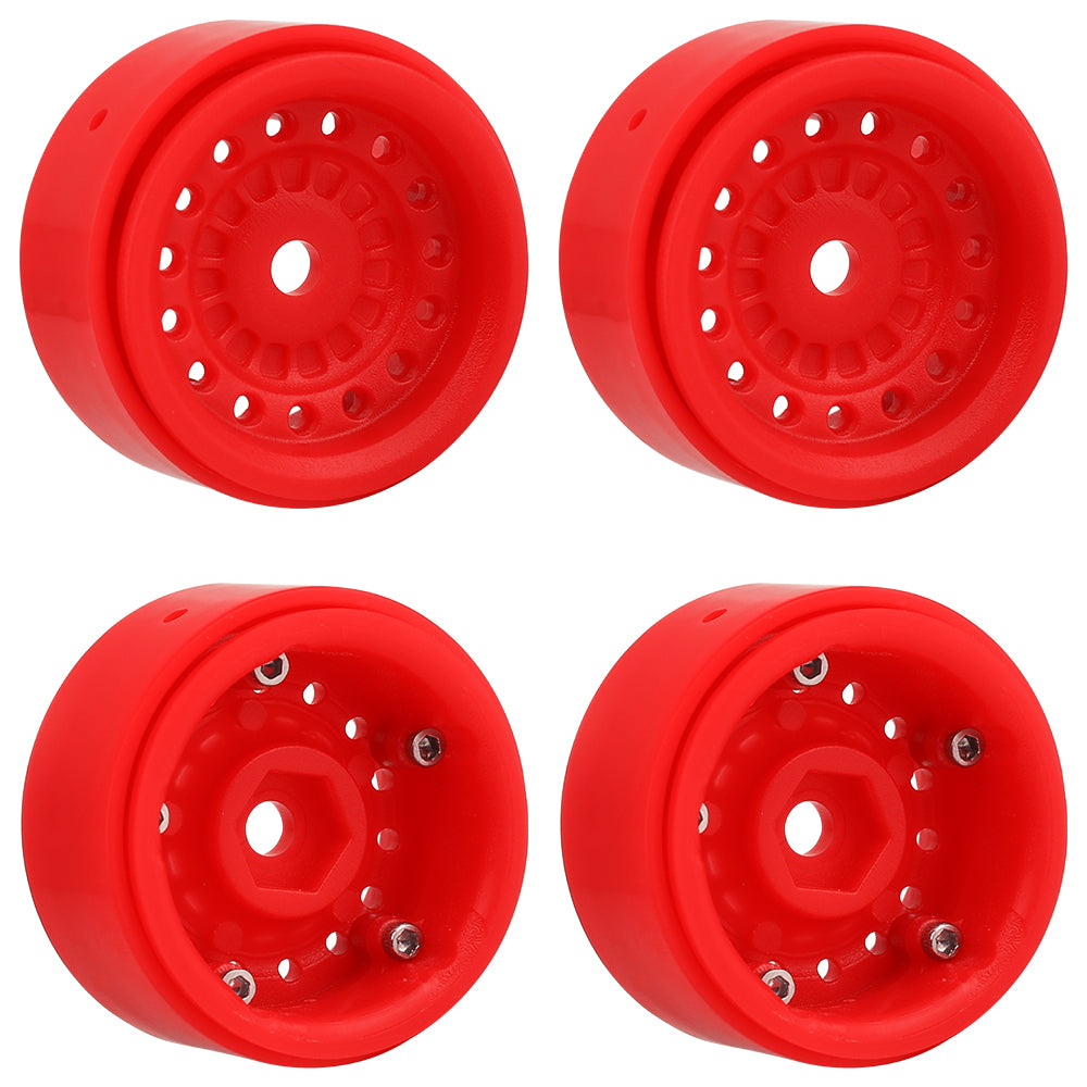 LonZeXy 1.0 inch Plastic Wheel Hub Rims or with Rubber Tires 4PCS For 1/24 SCX24 1/28 RC Off-Road Buggy Mini Model Truck 29.6mm Diameter Colorful RC Car Replacement Parts Style D