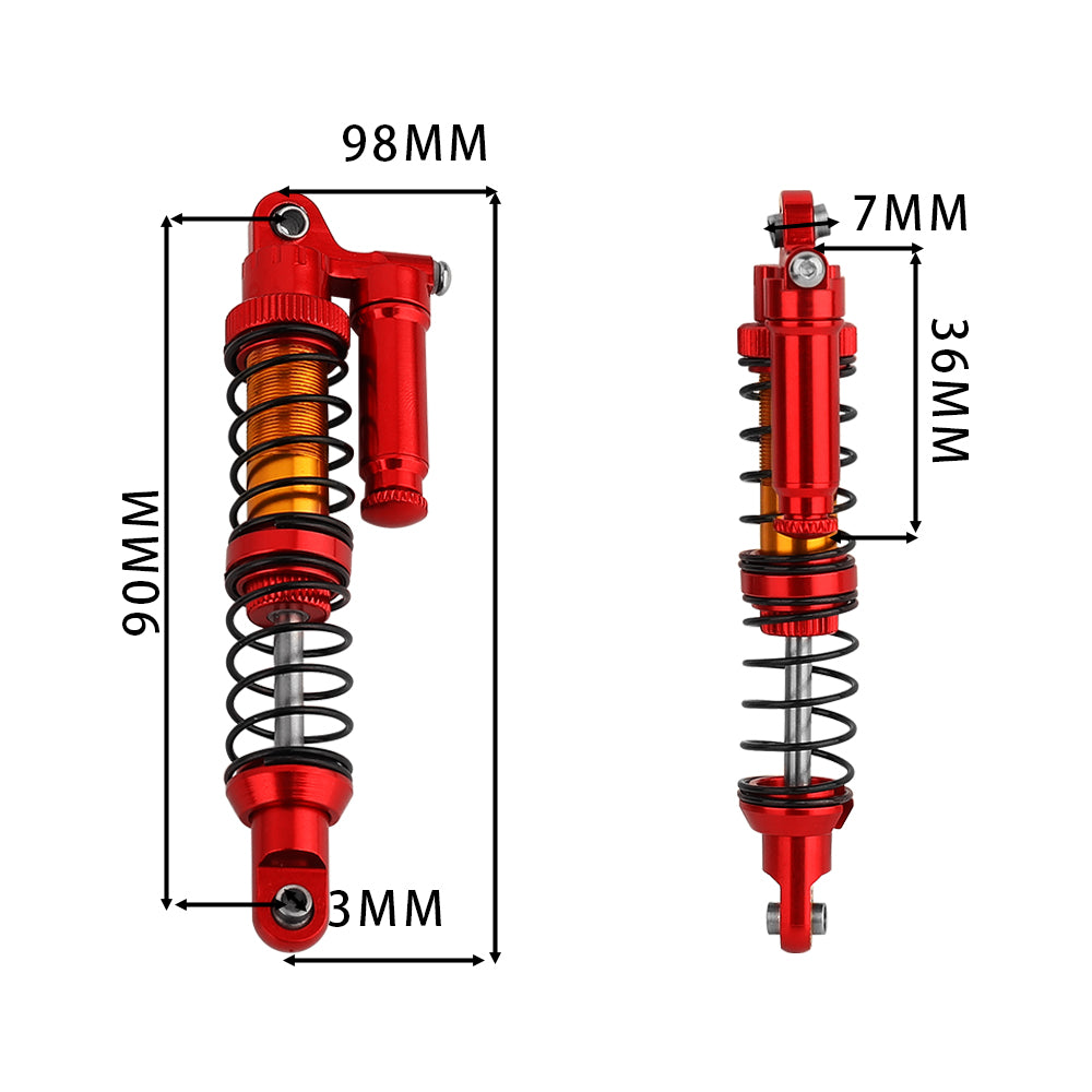 LonZeXy 4PCS 1/10 RC Crawler Piggyback Oil Shock Absorber 70/80/90/100/110/120mm Adjustable Damper For Axial SCX10 TRX4 D90 RC Off-Road Car Upgrade Parts