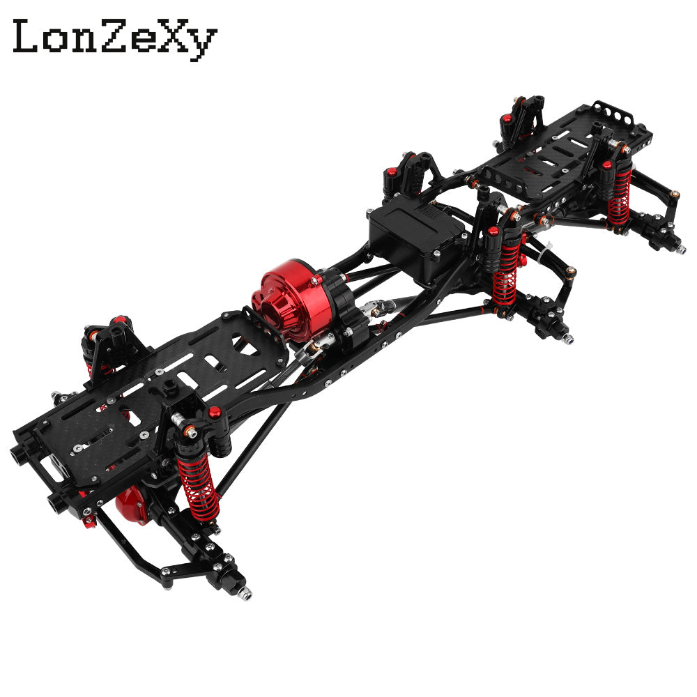 LONZEXY 6x6 Frame Set+Transmission Front Middle Rear Axle for 1/10 SCX10