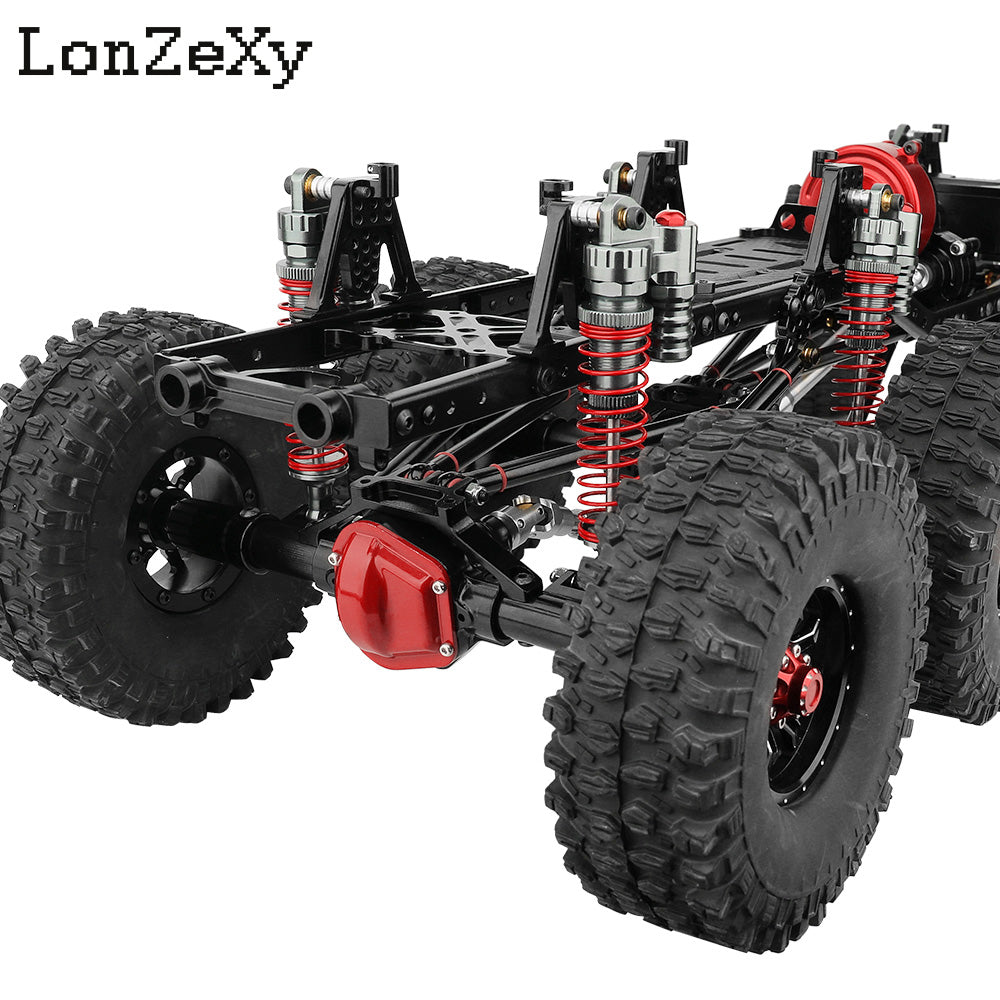 LONZEXY Wheelbase 450mm  6x6 Frame Set +Transmission Front Middle Rear Axle for SCX10
