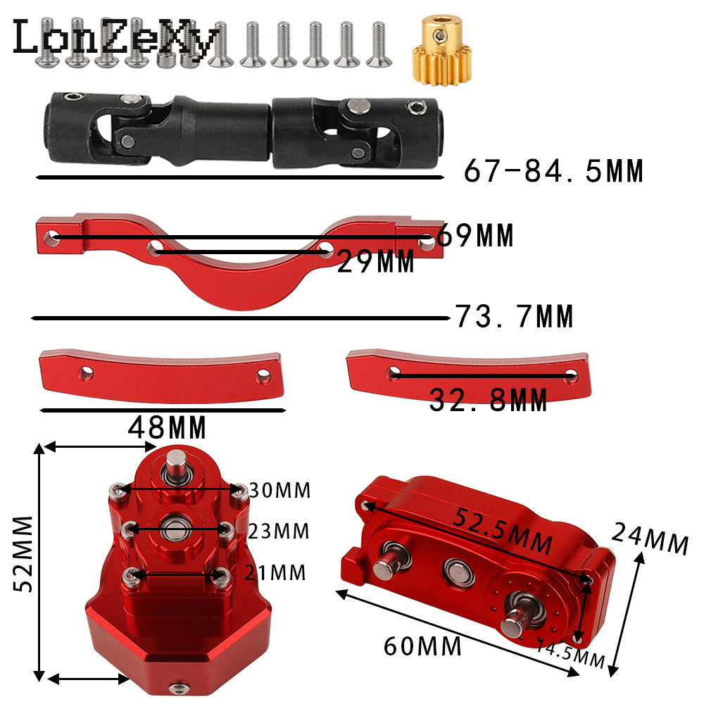 Lonzexy Metal Frame Front Gearbox for  Scx10 I II