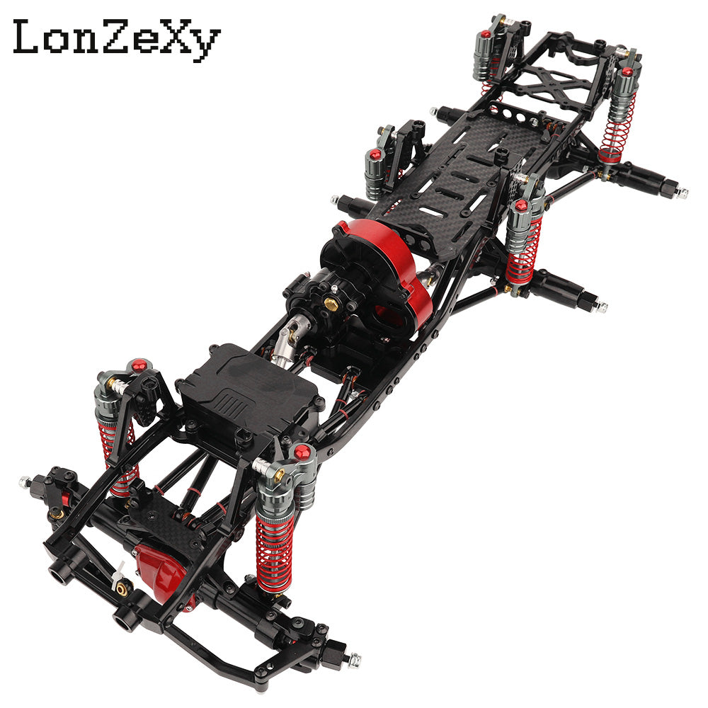 LONZEXY Wheelbase 450mm  6x6 Frame Set +Transmission Front Middle Rear Axle for SCX10