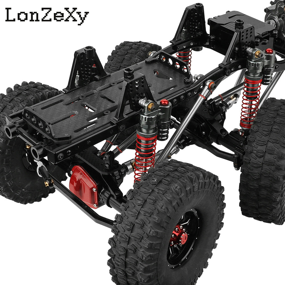 LONZEXY DIY 6x6 Frame+2 Front Steering Axles+Middle Axle Transmission 2 Battery Trays for SCX10