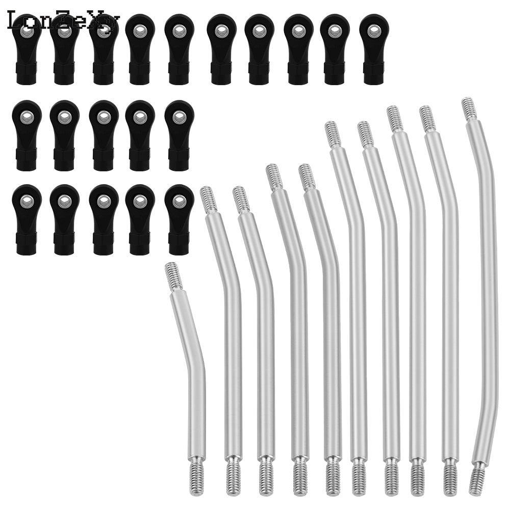 LONZEXY 10PCS Metal RC Links Upper + Lower Set With Plastic Rod For SCX10 II