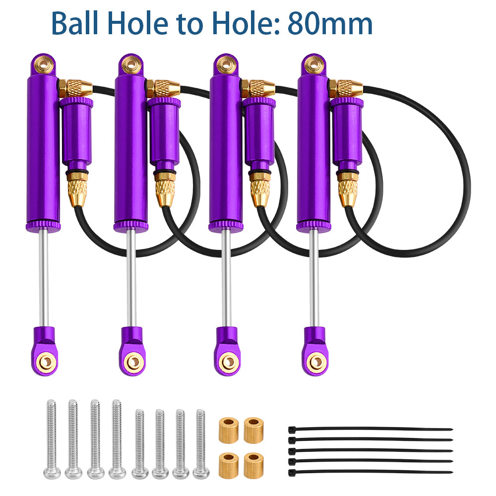 LonZeXy 4PCS Remote Reservoir Negative Pressure Shock Absorber 56/63/68/75/80mm Oil Damper For Traxxas TRX4M 1/18 RC Crawler Car Upgrade Aluminum Suspension Parts