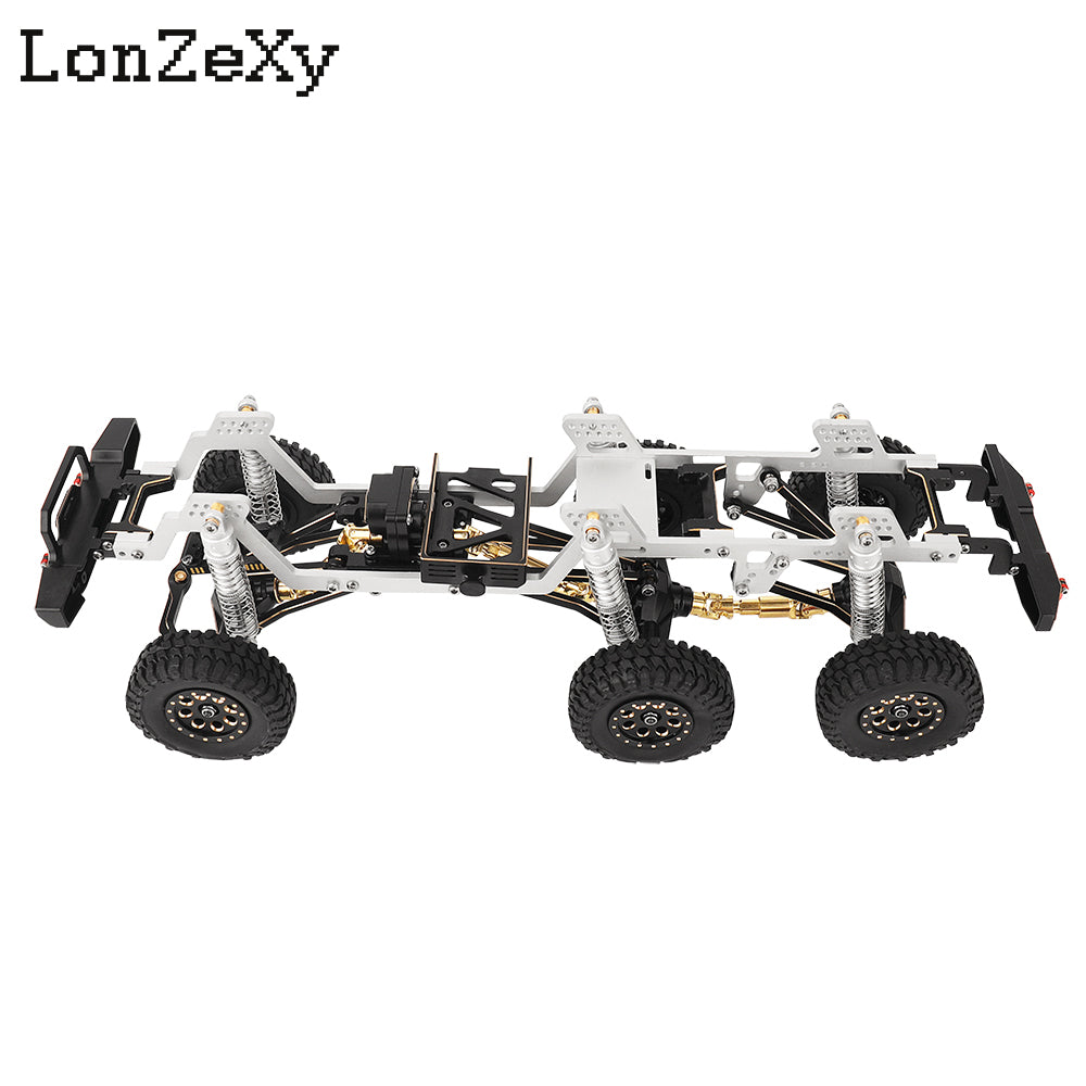 LONZEXY Metal 6x6 RC Car Chassis Frame with Front Middle Rear Axles Gearbox DIY for TRX4M