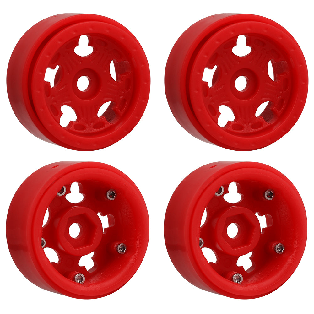 LonZeXy 1.0 inch Plastic Wheel Hub Rims or with Rubber Tires 4PCS For 1/24 SCX24 1/28 RC Off-Road Buggy Mini Model Truck 29.6mm Diameter Colorful RC Car Replacement Parts Style E