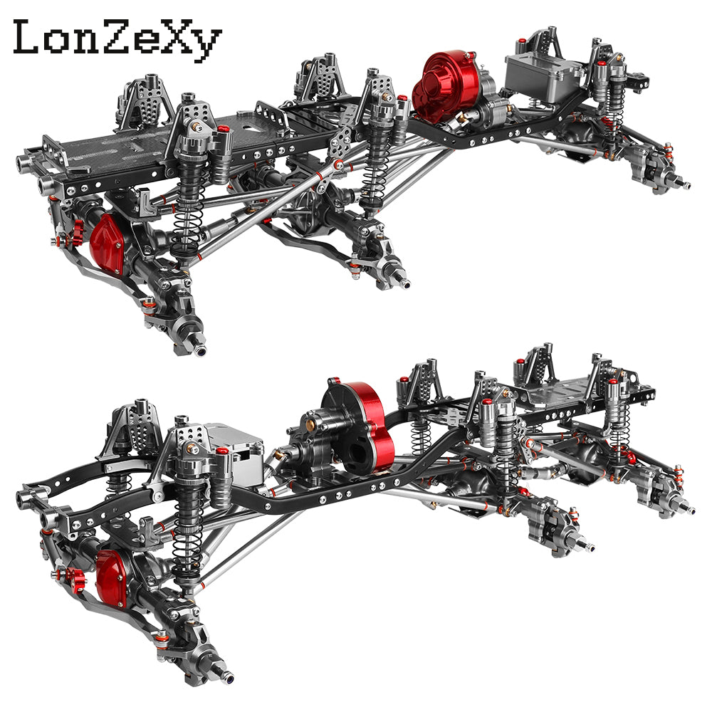 RC Chassis Frame For Axial For SCX10 Lonzexy Metal Alloy Upgraded 6x6 RC Car For Chassis Empty Frame With 3 Axles Gearbox Links DIY RC Crawler Car Parts
