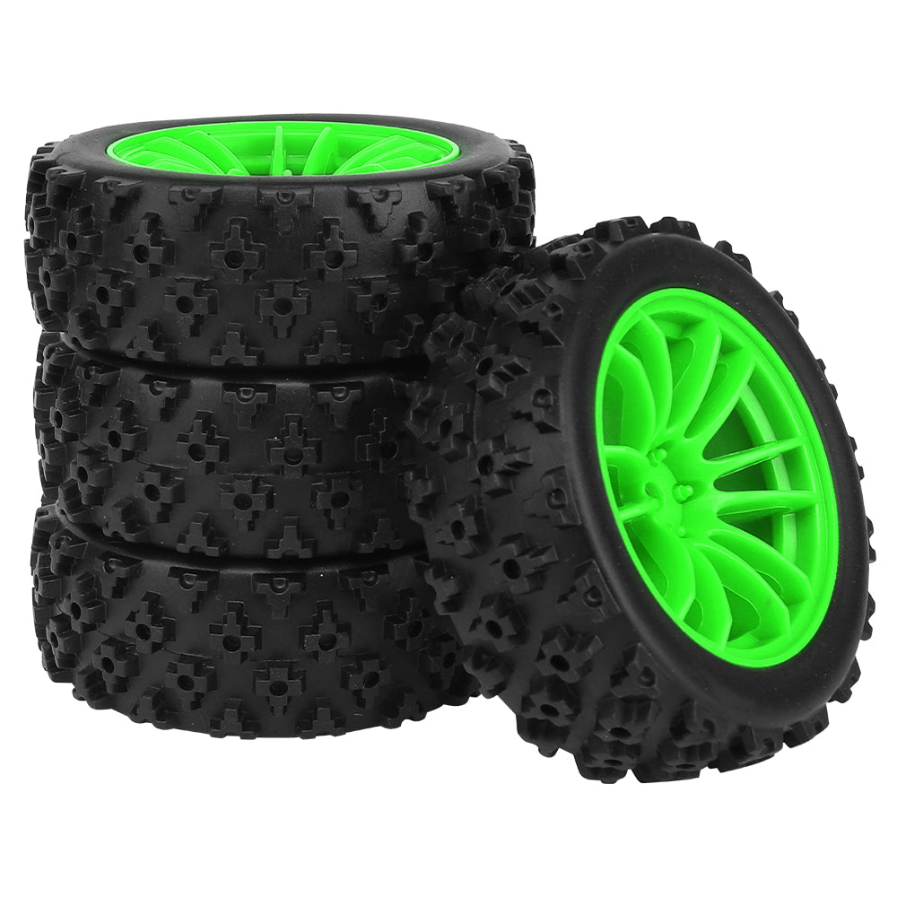 1/10 RC Off-Road Buggy Wheels 34.2g Knobby All-Terrain Rubber Tires Multi Color Plastic Rims 12mm Hex RC Upgrade Parts