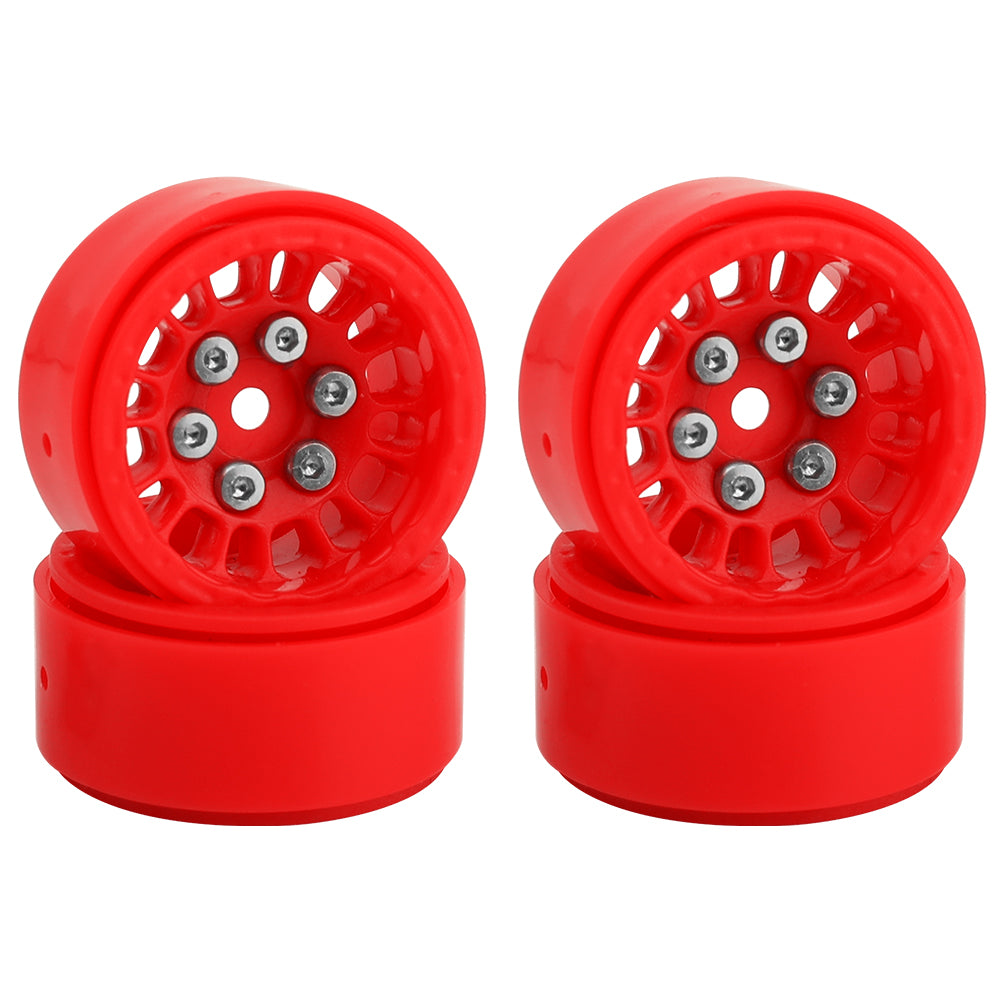LonZeXy 1.0 inch Plastic Wheel Hub Rims or with Rubber Tires 4PCS For 1/24 SCX24 1/28 RC Off-Road Buggy Mini Model Truck 29.6mm Diameter Colorful RC Car Replacement Parts Style B
