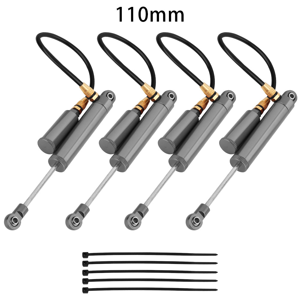 LonZeXy 4PCS Remote Reservoir Negative Pressure Shock Absorber 70/80/90/100/110mm Oil Damper For Axial SCX10 TRX4 TRX6 Wraith 1/10 RC Crawler Upgrade Parts