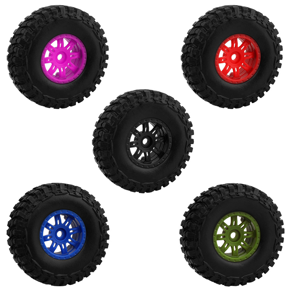 LonZeXy 1.0 inch Plastic Wheel Hub Rims or with Rubber Tires 4PCS For 1/24 SCX24 1/28 RC Off-Road Buggy Mini Model Truck 29.6mm Diameter Colorful RC Car Replacement Parts Style H