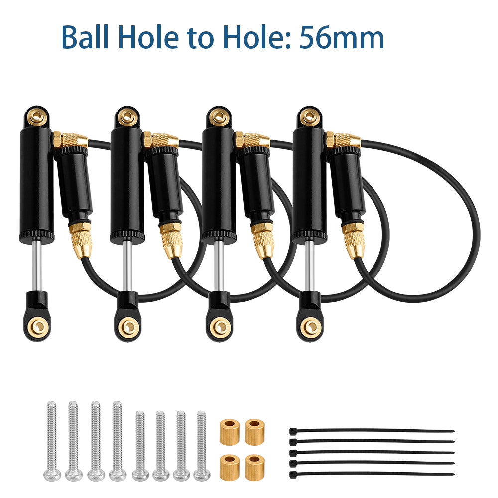 LonZeXy 4PCS Remote Reservoir Negative Pressure Shock Absorber 56/63/68/75/80mm Oil Damper For Traxxas TRX4M 1/18 RC Crawler Car Upgrade Aluminum Suspension Parts