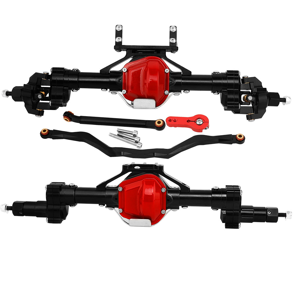 LonZeXy CNC Aluminum Portal Axles Complete Front & Rear Axles Set, Lift Portal Axle Housing For 1/10 Axial SCX10 Gen1 Gen2 RC Crawler Car Metal Upgrade Parts
