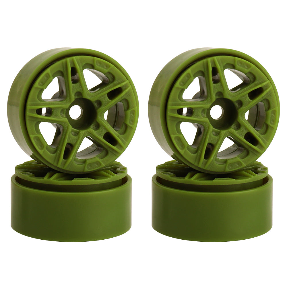 LonZeXy 1.0 inch Plastic Wheel Hub Rims or with Rubber Tires 4PCS For 1/24 SCX24 1/28 RC Off-Road Buggy Mini Model Truck 29.6mm Diameter Colorful RC Car Replacement Parts Style K