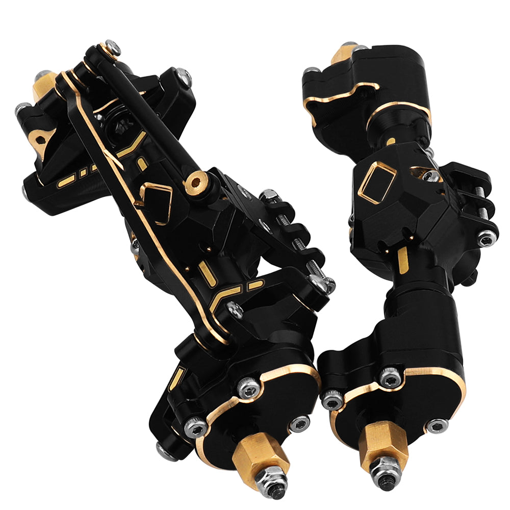 1/18 RC Brass Complete Portal Axle Assembly For Redcat Ascent 18 Crawler,Front 163.1g Rear 130g Upgrade Replacement Parts Black‑Gold
