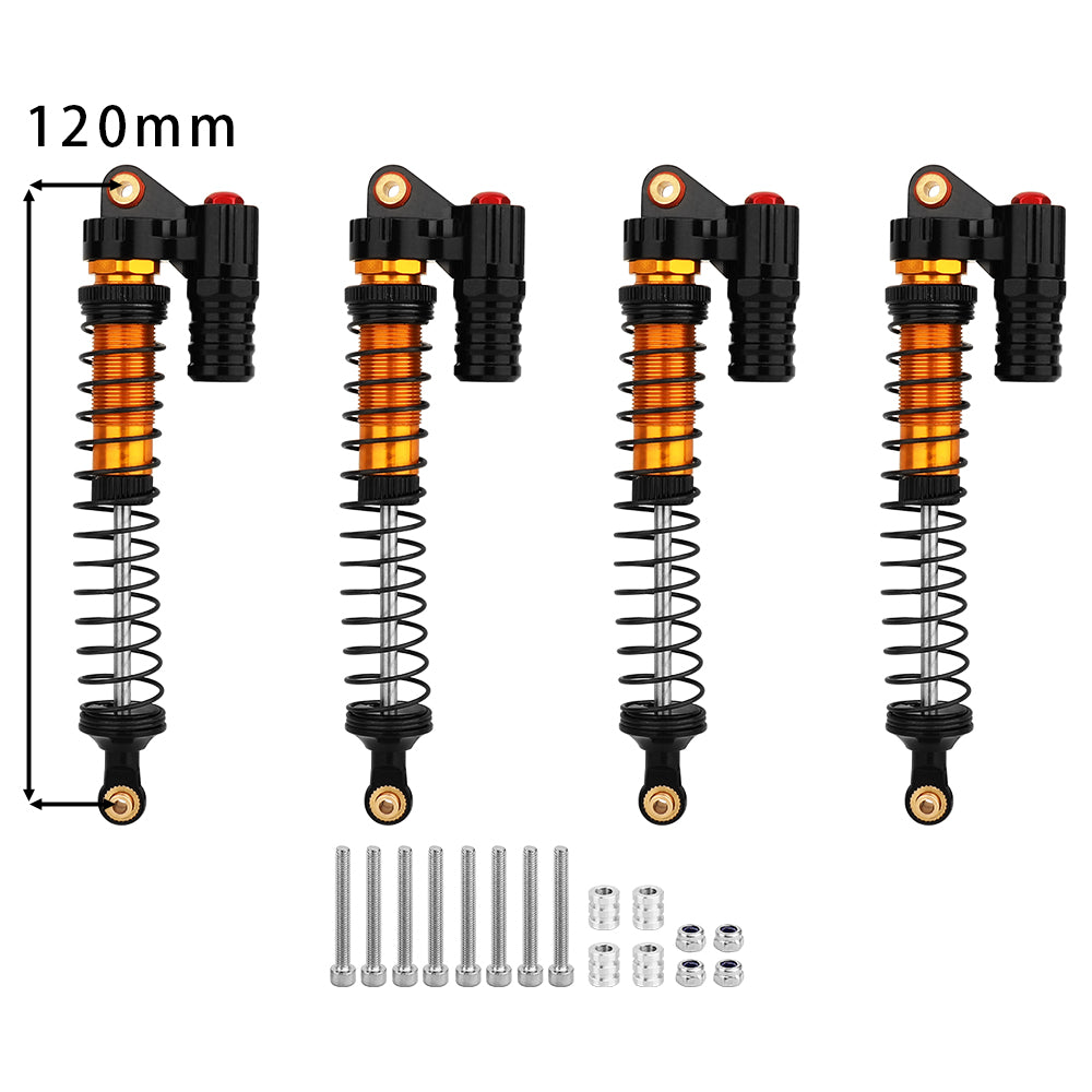 LonZeXy 4PCS 1/10 RC Crawler Piggyback Oil Shock Absorber 70/80/90/100/110/120mm Dual Spring Adjustable Damper For Axial SCX10 TRX4 D90 RC Off-Road Car Upgrade Parts
