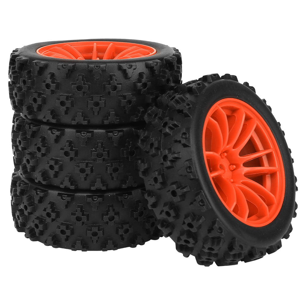 1/10 RC Off-Road Buggy Wheels 34.2g Knobby All-Terrain Rubber Tires Multi Color Plastic Rims 12mm Hex RC Upgrade Parts