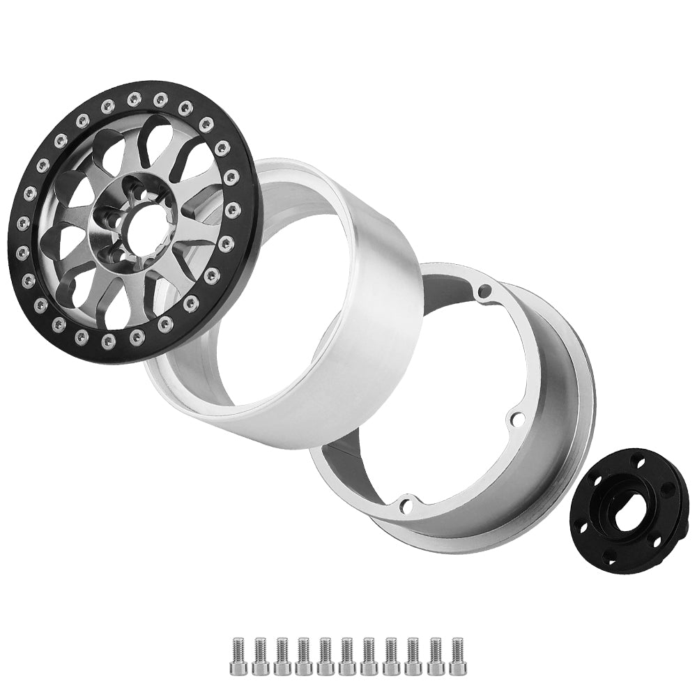 LonZeXy 2.2 Inch CNC Aluminum Beadlock Wheel Rims 110.5g 64.5×35mm For 1/10 RC Crawler Axial SCX10 II TRX4 RC Off‑Road Car Upgrade Replacement Hubs