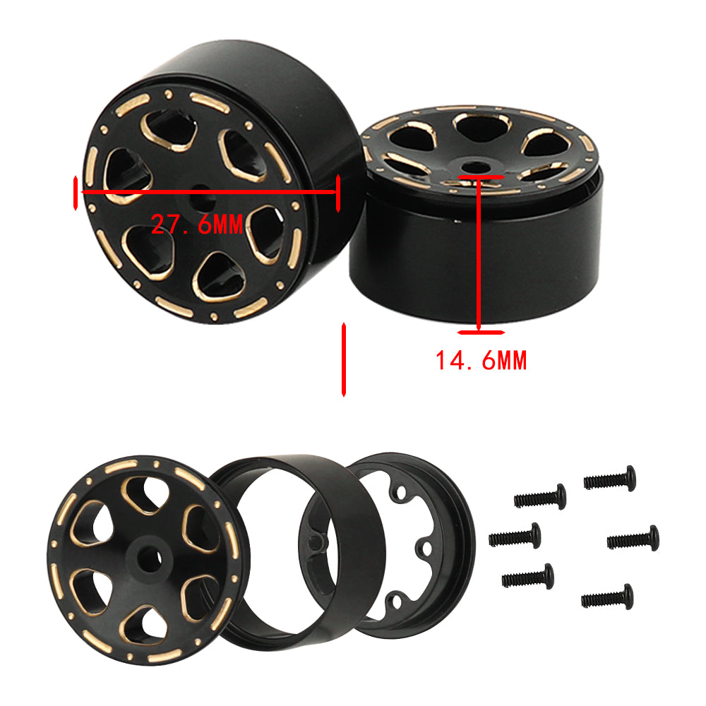 LonZeXy 1/18 1/24 RC Crawler Brass Beadlock Wheel Rims 4Pcs Black Gold Heavy Weight Wheel Hub RC Offroad Upgrade Parts