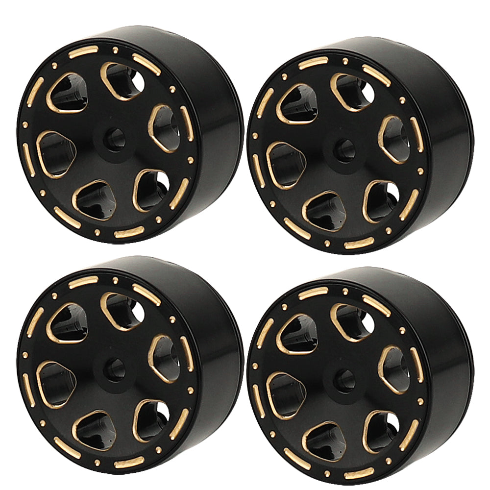 LonZeXy 1/18 1/24 RC Crawler Brass Beadlock Wheel Rims 4Pcs Black Gold Heavy Weight Wheel Hub RC Offroad Upgrade Parts