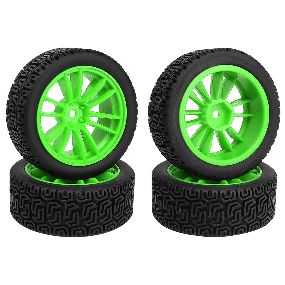 1/10 RC On-Road Buggy Wheels 34.6g All-Terrain Pattern Rubber Tires Multi Color Plastic Rims 12mm Hex RC Upgrade Parts