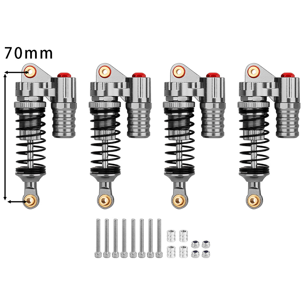 LonZeXy 4PCS 1/10 RC Crawler Piggyback Oil Shock Absorber 70/80/90/100/110/120mm Dual Spring Adjustable Damper For Axial SCX10 TRX4 D90 RC Off-Road Car Upgrade Parts