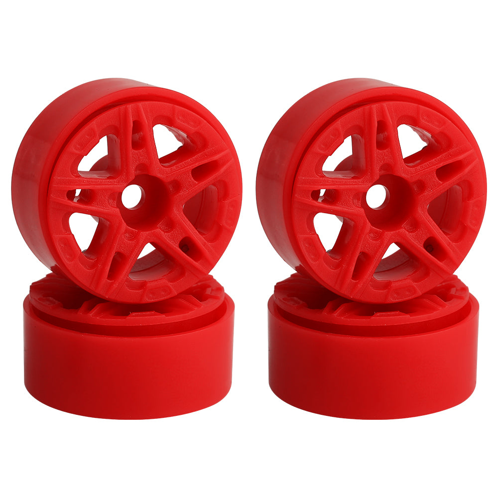 LonZeXy 1.0 inch Plastic Wheel Hub Rims or with Rubber Tires 4PCS For 1/24 SCX24 1/28 RC Off-Road Buggy Mini Model Truck 29.6mm Diameter Colorful RC Car Replacement Parts Style K