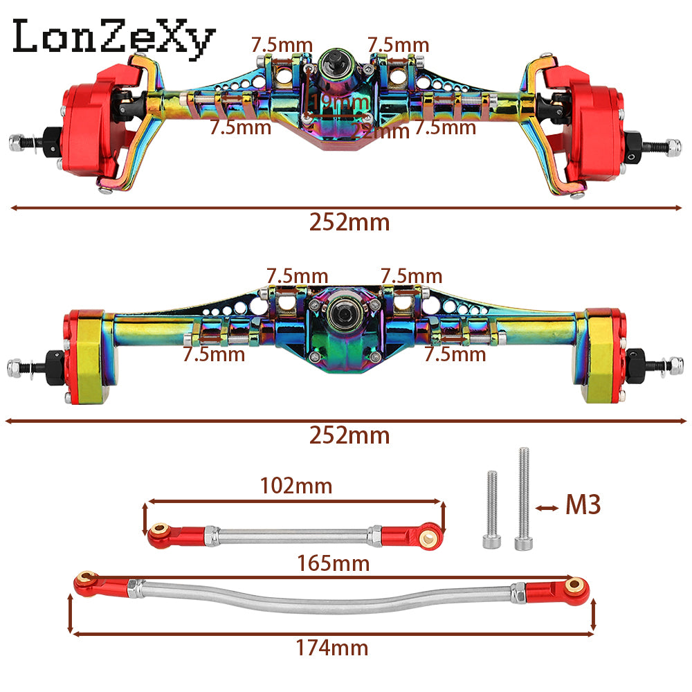 Lonzexy Aluminum Front Rear Portal Axle for 1/18  Axial Capra
