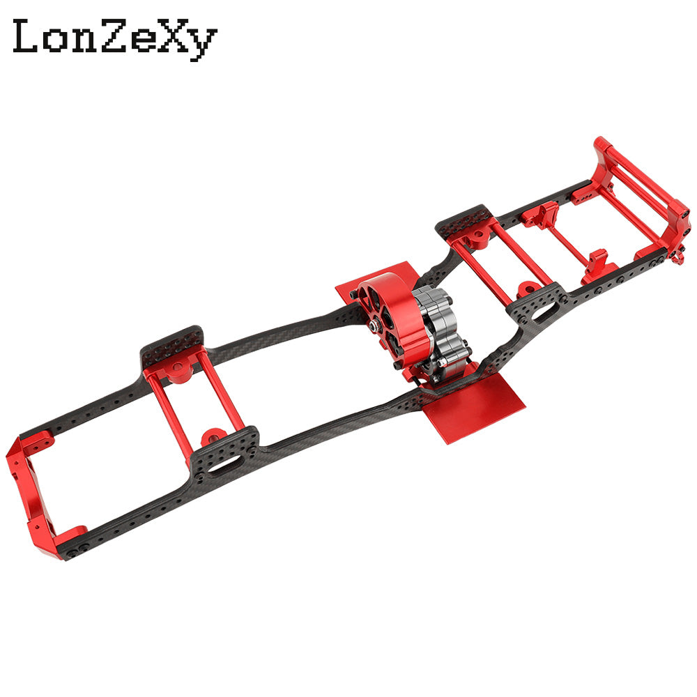 LONZEXY Fiber Frame Rails+Front Bumper Pull Rod Coupler Refit Set for SCX10 II