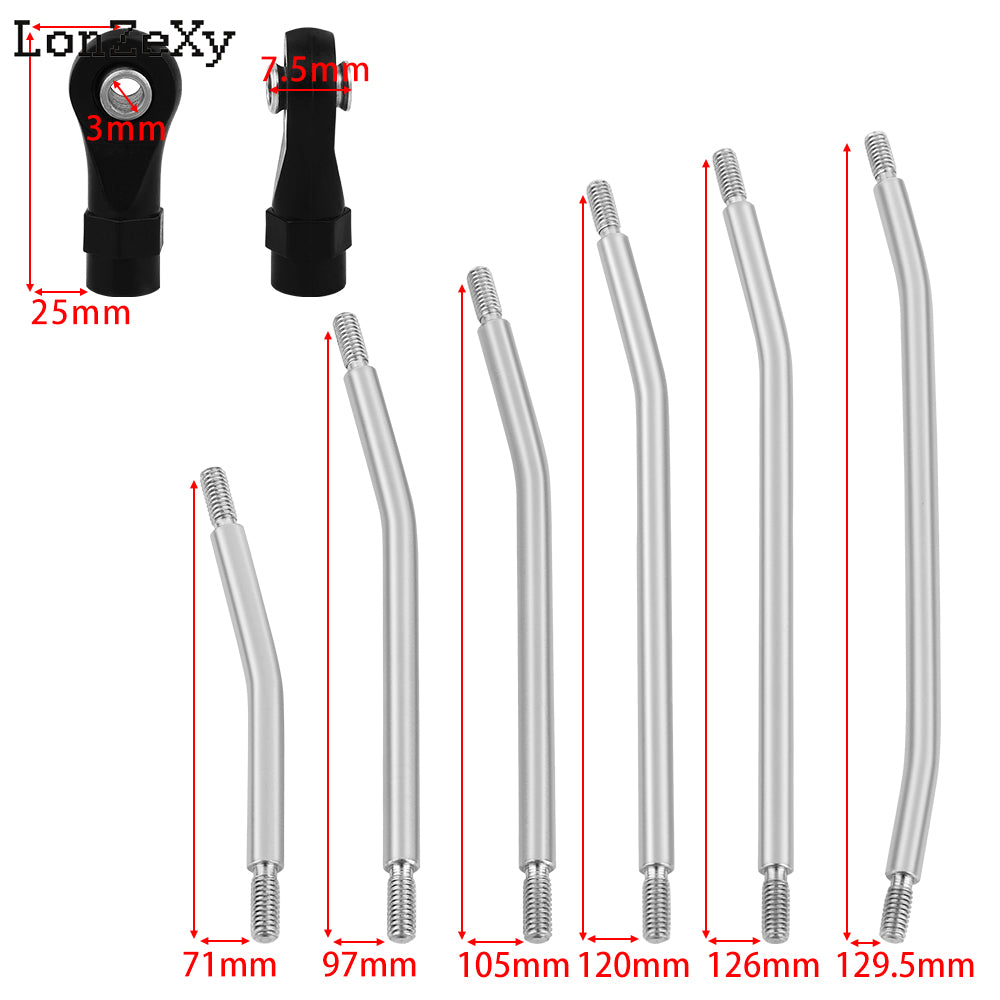 LONZEXY 10PCS Metal RC Links Upper + Lower Set With Plastic Rod For SCX10 II