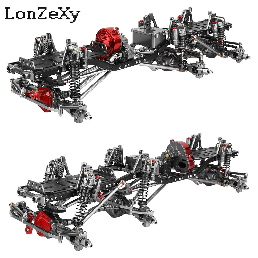 LONZEXY 6x6 Frame Set+Transmission Front Middle Rear Axle for 1/10 SCX10