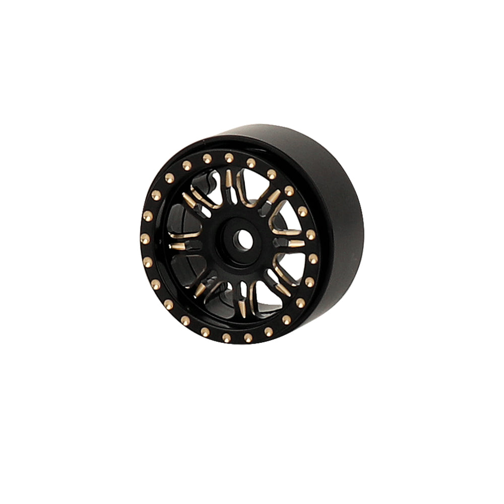 LonZeXy 1/18 1/24 RC Crawler Heavy Duty Brass Beadlock Wheel Hubs 4Pcs Black Gold RC Off-Road Car Upgrade Wheel Rims