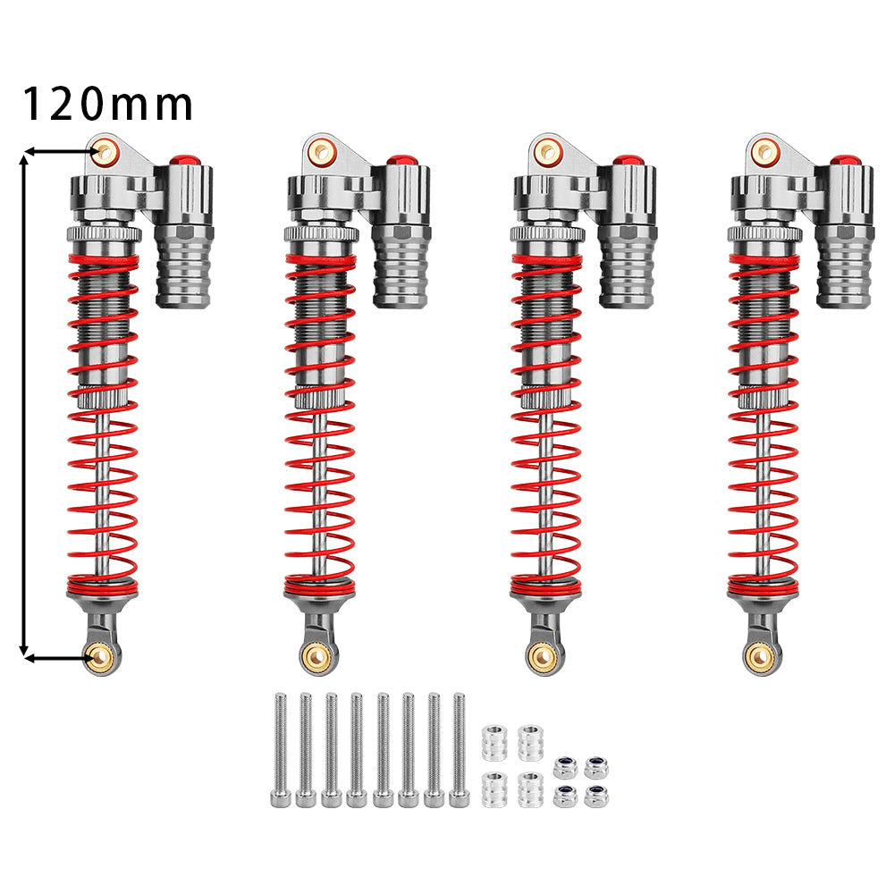 LonZeXy 4PCS 1/10 RC Crawler Piggyback Oil Shock Absorber 70/80/90/100/110/120mm Dual Spring Adjustable Damper For Axial SCX10 TRX4 D90 RC Off-Road Car Upgrade Parts