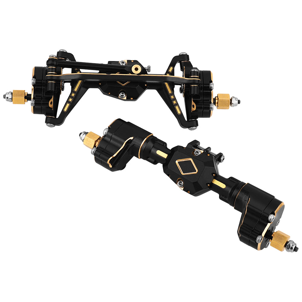 1/18 RC Brass Complete Portal Axle Assembly For Redcat Ascent 18 Crawler,Front 163.1g Rear 130g Upgrade Replacement Parts Black‑Gold