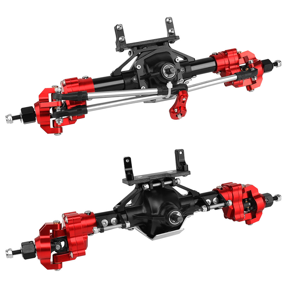 LonZeXy CNC Aluminum Portal Middle Axle With Steering Link Option, Metal Portal Axle For 1/10 SCX10 6x6 RC Crawler Chassis Upgrade Parts