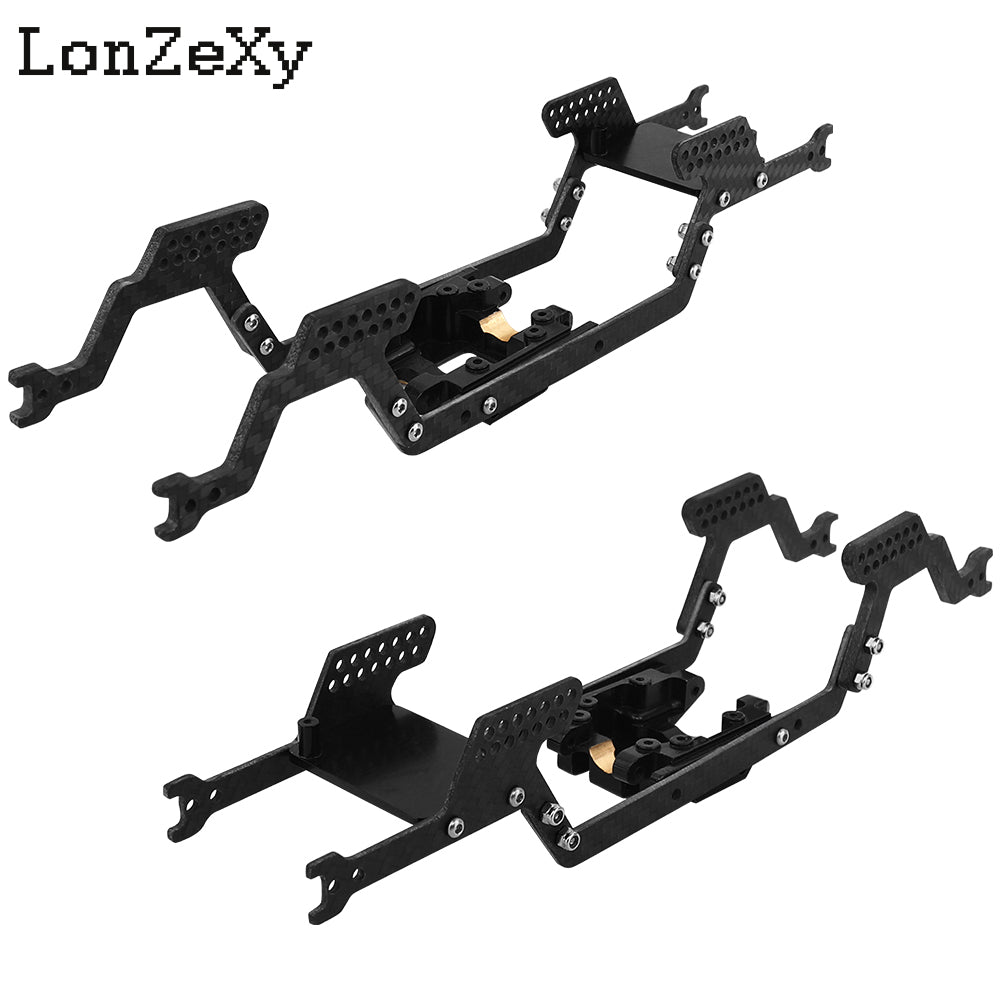 LONZEXY Universal LCG Chassis Frame Kit + Brass Skid Plate for 1/18 TRX4M (Carbon Fiber)