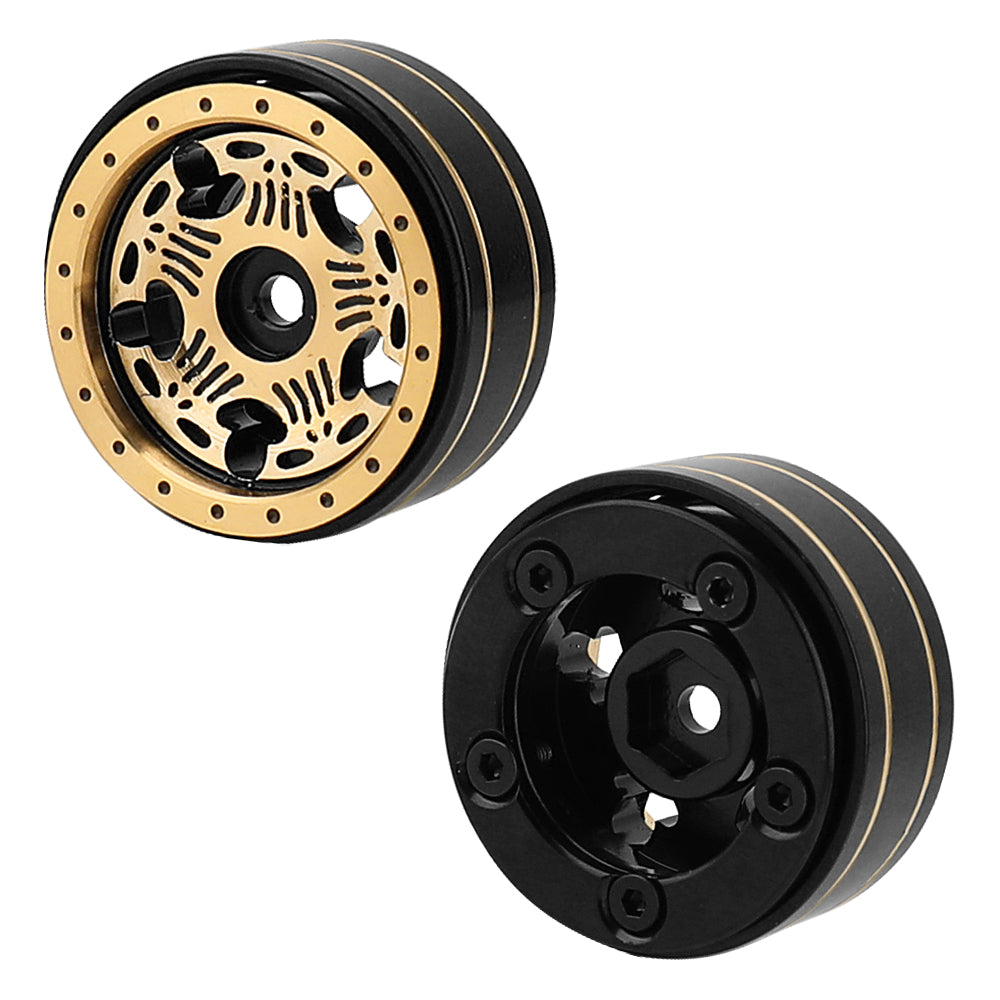 LonZeXy 1/18 1/24 RC Crawler Brass Beadlock Wheel Rims 4Pcs Black Gold Heavy Weight Wheel Hub RC Offroad Upgrade Parts
