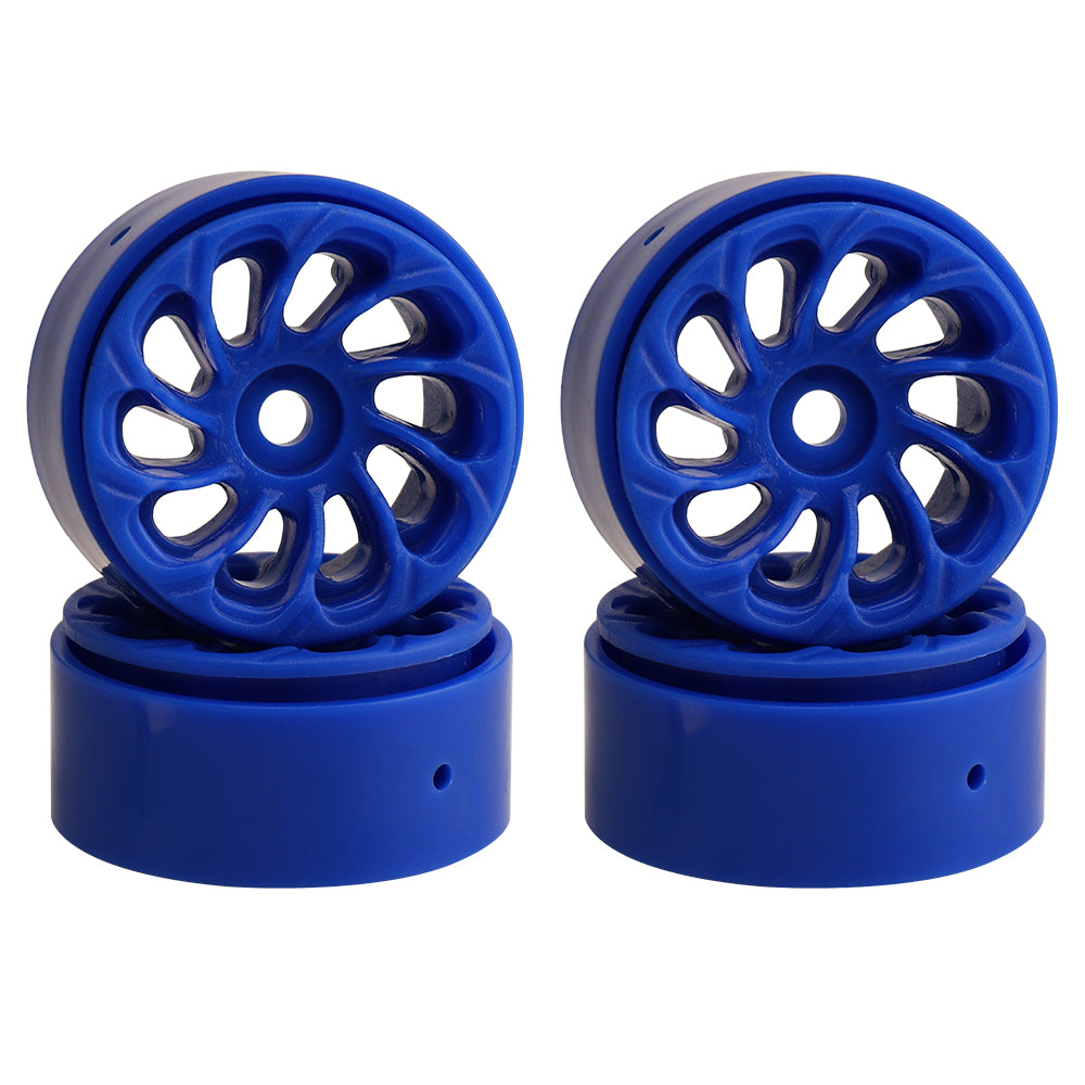 LonZeXy 1.0 inch Plastic Wheel Hub Rims or with Rubber Tires 4PCS For 1/24 SCX24 1/28 RC Off-Road Buggy Mini Model Truck 29.6mm Diameter Colorful RC Car Replacement Parts Style P