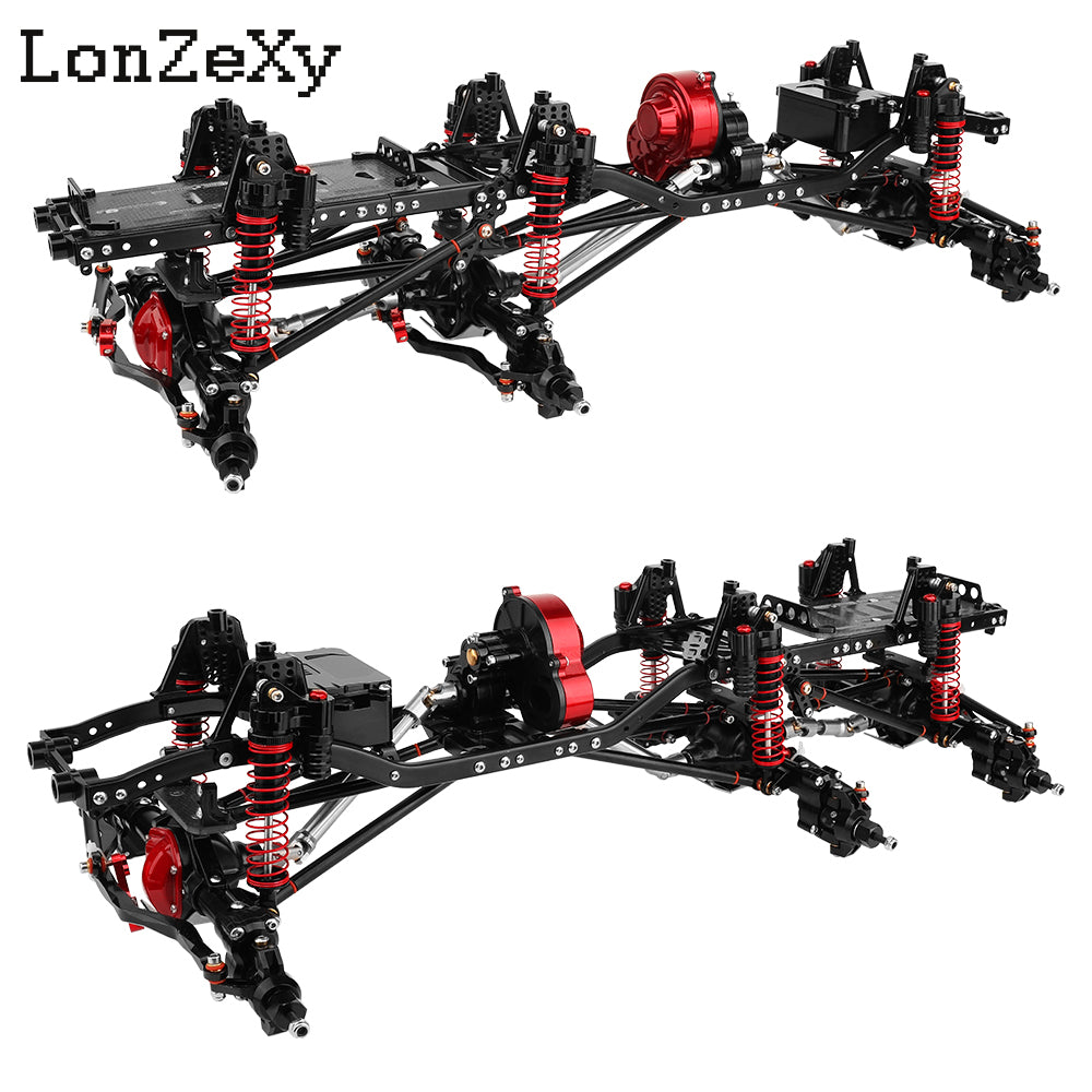 RC Chassis Frame For Axial For SCX10 Lonzexy Metal Alloy Upgraded 6x6 RC Car For Chassis Empty Frame With 3 Axles Gearbox Links DIY RC Crawler Car Parts