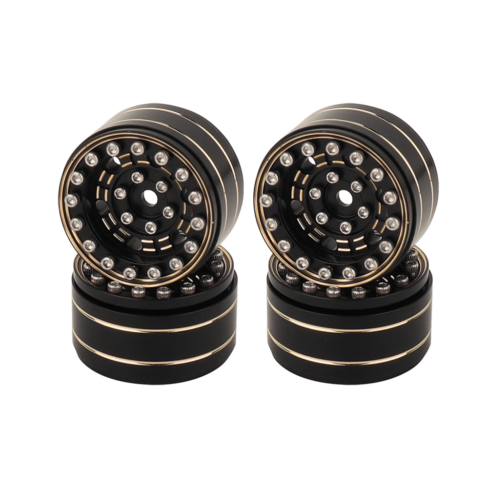 LonZeXy 1/18 1/24 RC Crawler Brass Wheel Rims 4Pcs Black Gold Heavy Weight Wheel Hub with Tires RC Model Upgrade Parts