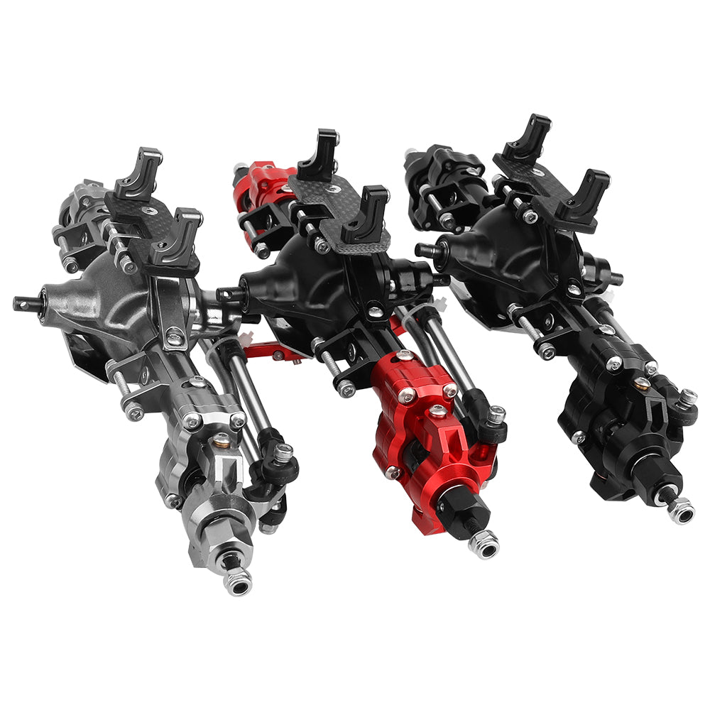 LonZeXy CNC Aluminum Portal Middle Axle With Steering Link Option, Metal Portal Axle For 1/10 SCX10 6x6 RC Crawler Chassis Upgrade Parts