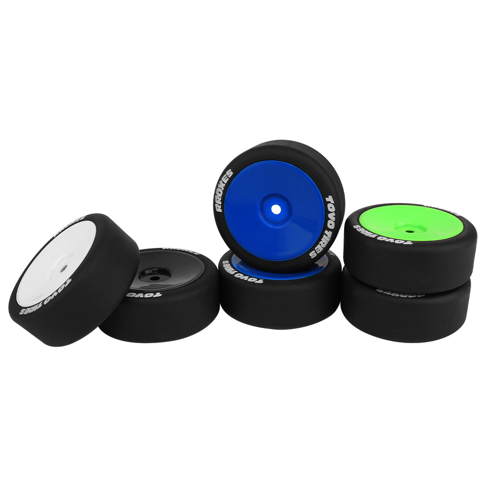 1/10 RC On-Road Drift Car Wheels Smooth Drift Rubber Tires Multi-Color Plastic Rim RC Racing Upgrade Parts